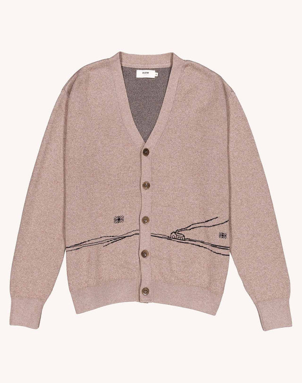 Cardigan Paysac Taupe en laine mérinos extra-fine, Coton bio – OLOW