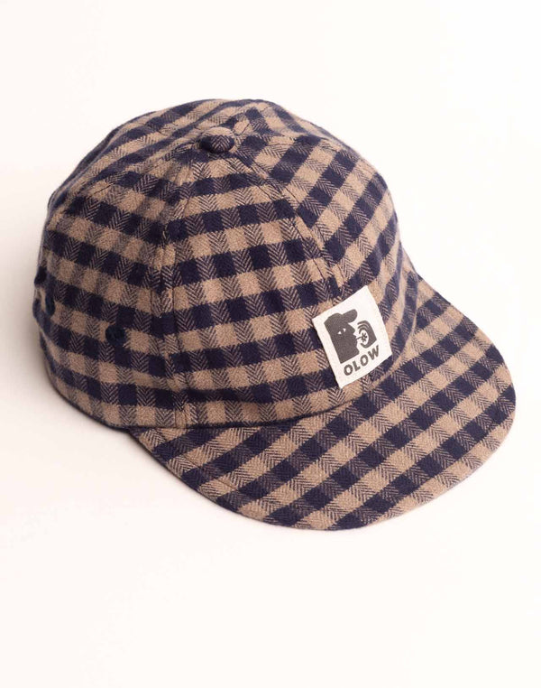 Casquette Wick Marron et Bleu en flanelle de coton – OLOW