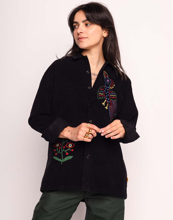 Chemise Decré Take Off Noir en velours de coton – OLOW