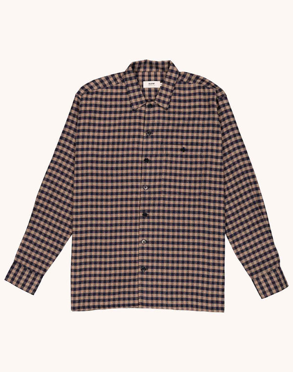 Chemise Decré Wick Marron et Bleu en flanelle de coton – OLOW