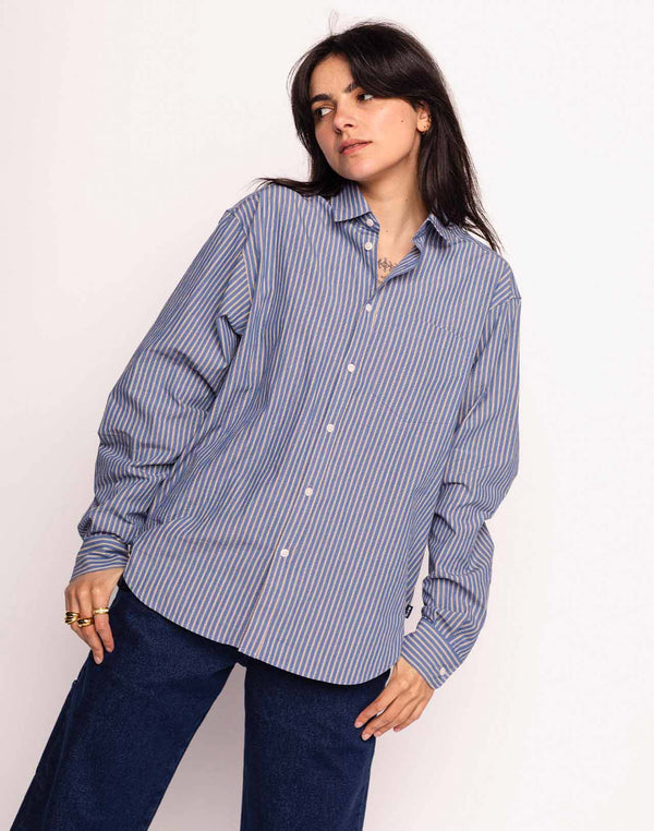 Chemise Nago Randal Bleu Clair en coton bio GOTS – OLOW