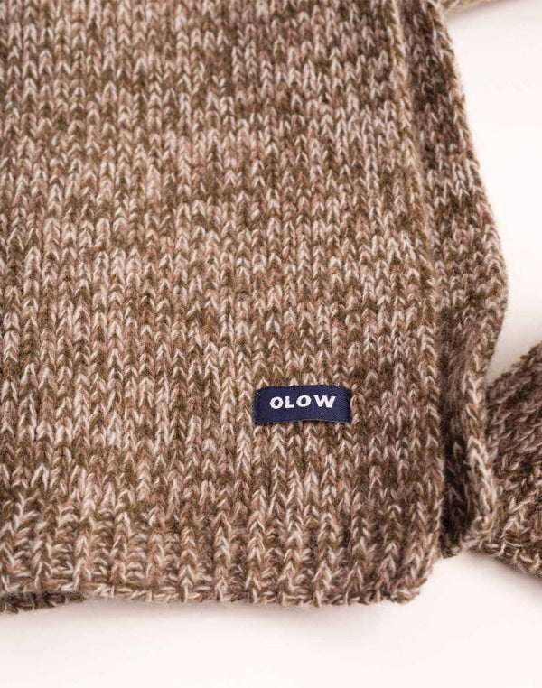 Écharpe Horn Beige-Kaki Chiné en laine mérinos extra-fine – OLOW