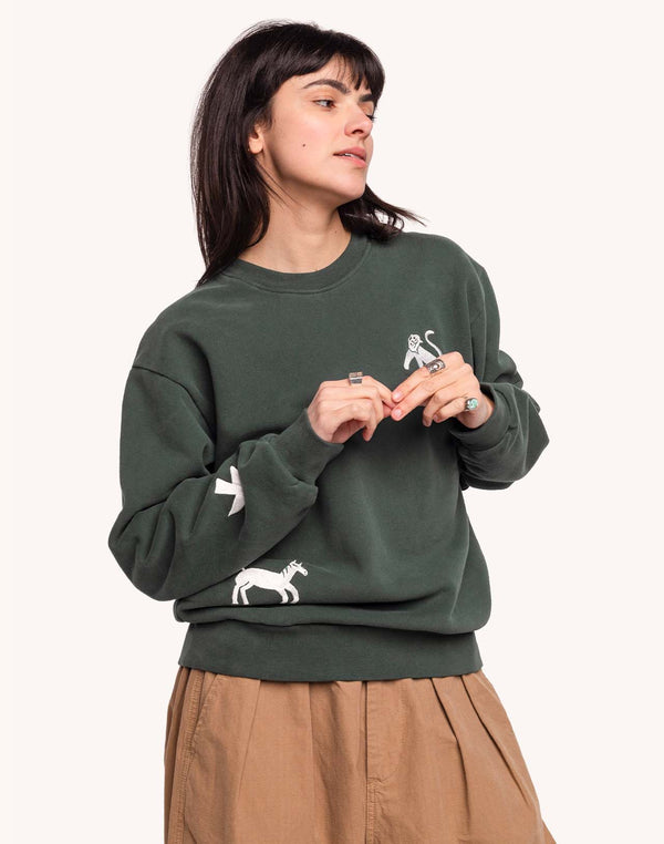 Sweat Wild Vert Mélèze en coton bio GOTS – OLOW