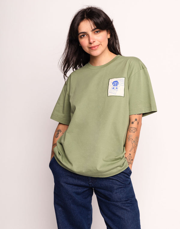 T-Shirt Avec Toi Vert Sauge en coton bio GOTS – OLOW