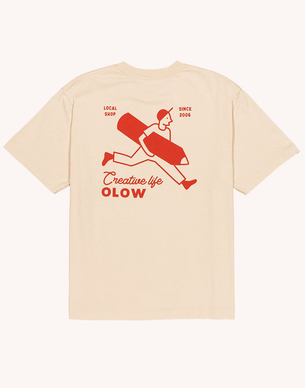 T-Shirt Creative Studio Crème en coton bio GOTS – OLOW