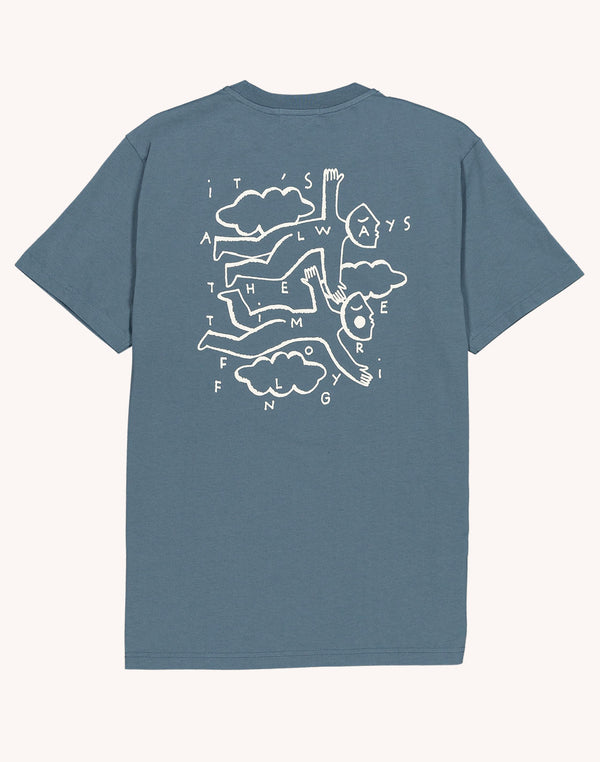 T-Shirt Flying Bleu Acier en coton bio GOTS – OLOW