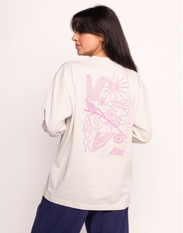 T-Shirt Manches longues Interconnexion Gris Perle en coton bio GOTS – OLOW