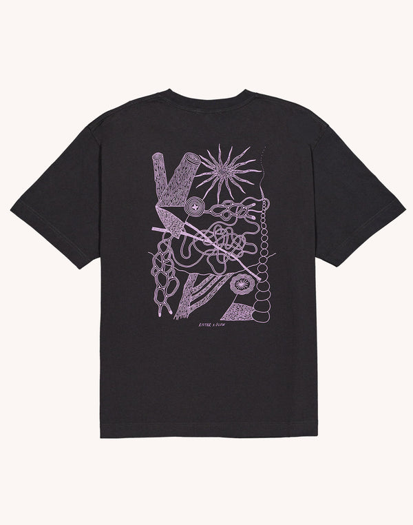T-Shirt Interconnexion Noir Carbone en coton bio GOTS – OLOW