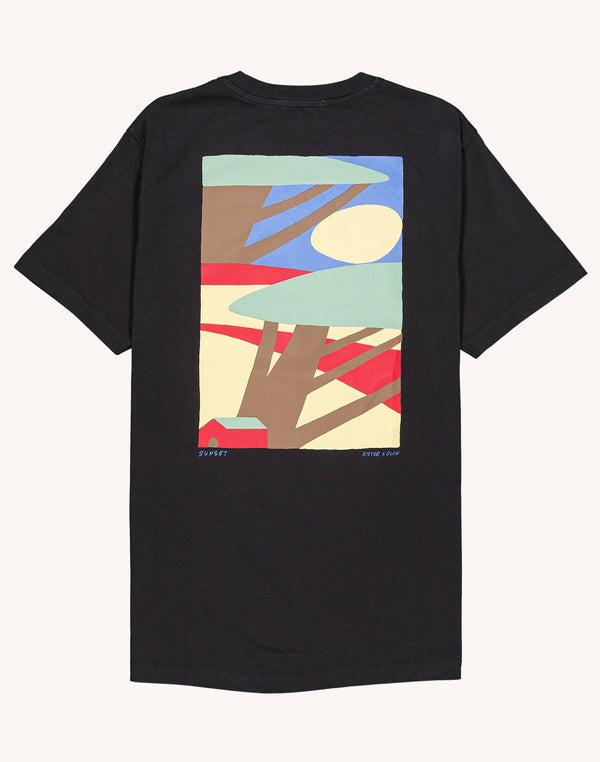 T-Shirt Sunset Noir Carbone en coton bio GOTS – OLOW