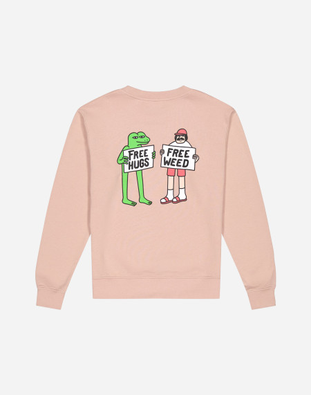 Pastel pink Free Hugs sweater
