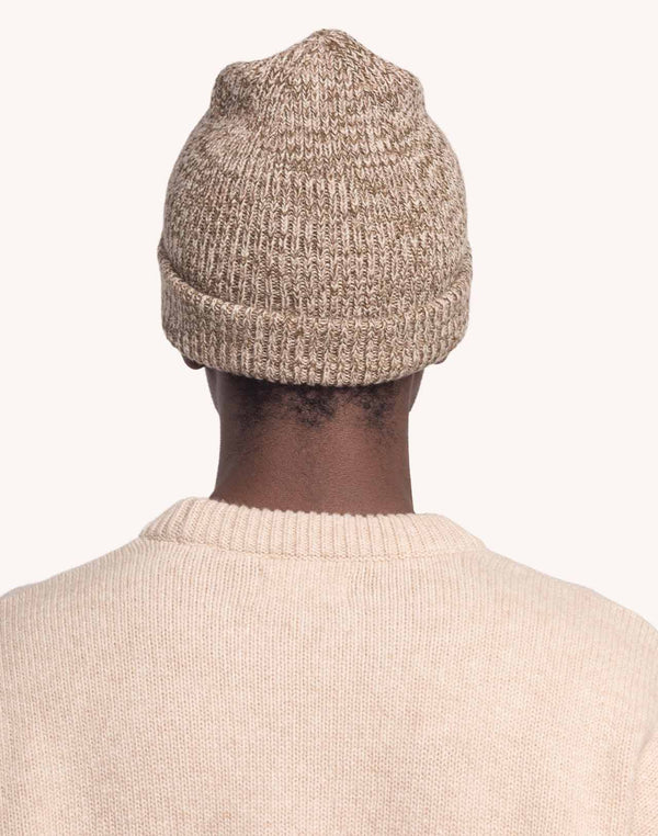 Bonnet Falco Beige-Kaki Chiné en laine mérinos extra-fine – OLOW