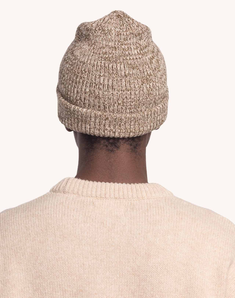 Bonnet Falco Beige-Kaki Chiné en laine mérinos extra-fine – OLOW