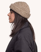 Bonnet Falco Beige-Kaki Chiné en laine mérinos extra-fine – OLOW