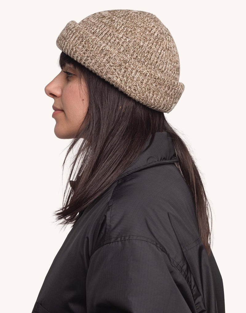 Bonnet Falco Beige-Kaki Chiné en laine mérinos extra-fine – OLOW
