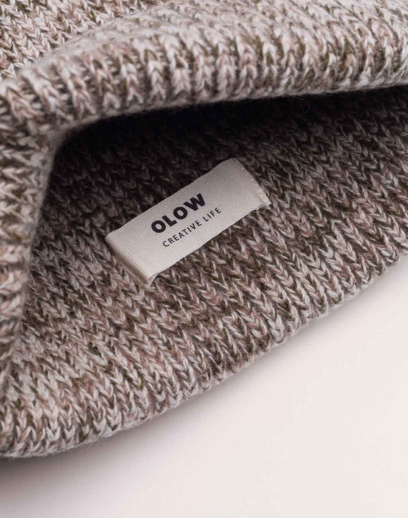 Bonnet Falco Beige-Kaki Chiné en laine mérinos extra-fine – OLOW