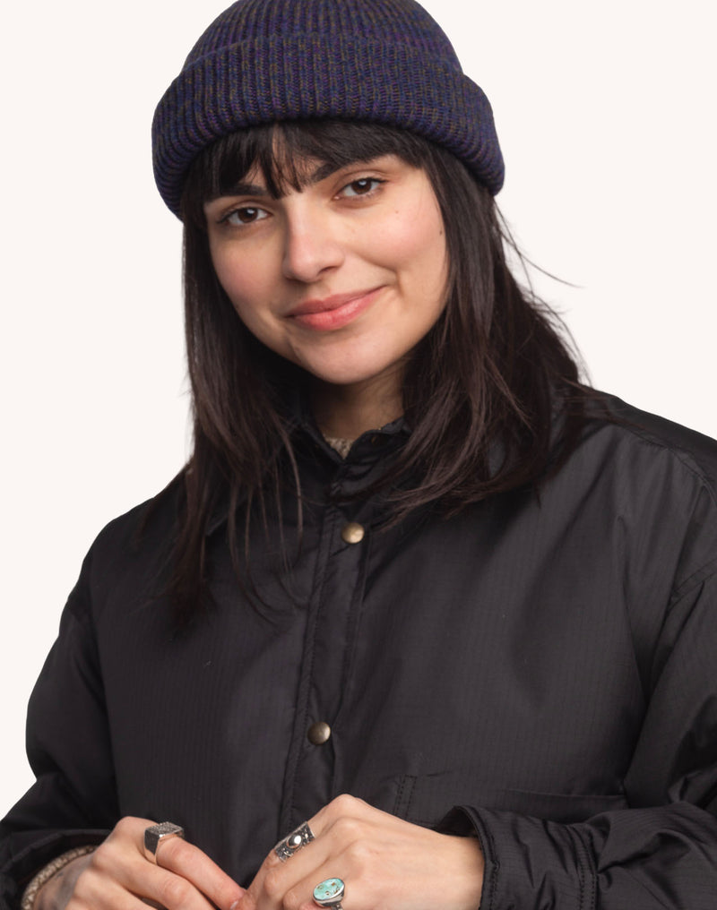 Bonnet Falco Bleu Marine Chiné en laine mérinos extra-fine – OLOW