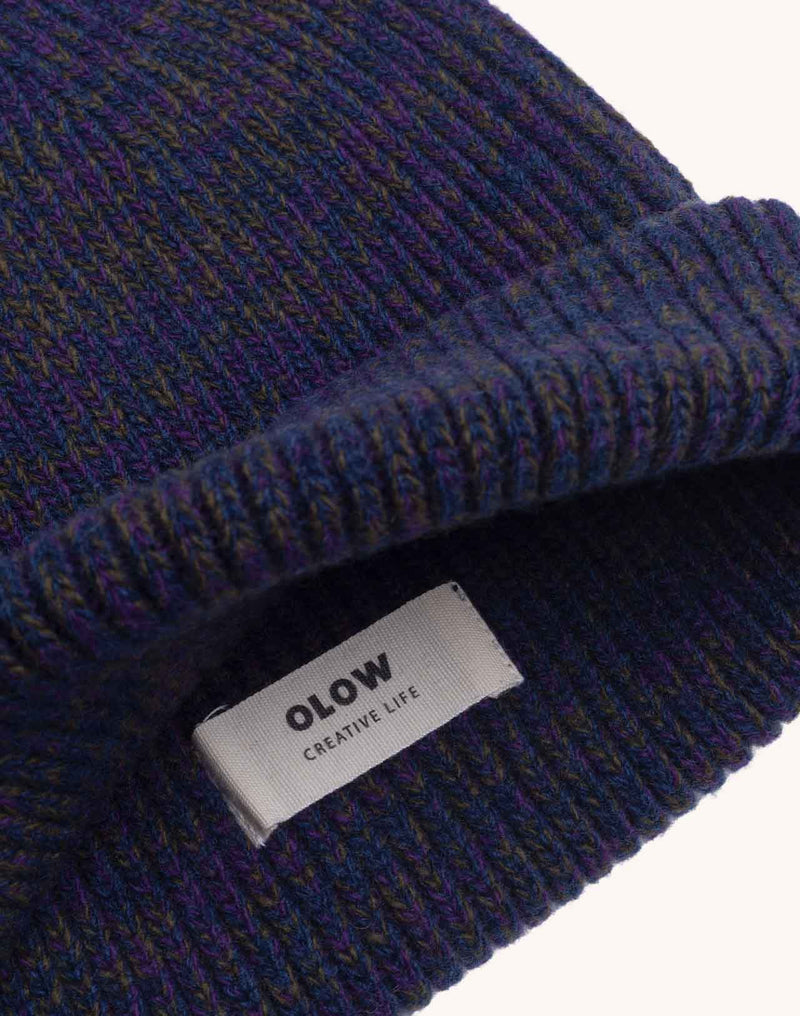 Bonnet Falco Bleu Marine Chiné en laine mérinos extra-fine – OLOW