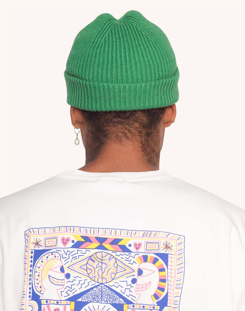 Bonnet Falco Vert en laine mérinos extra-fine, Coton bio – OLOW