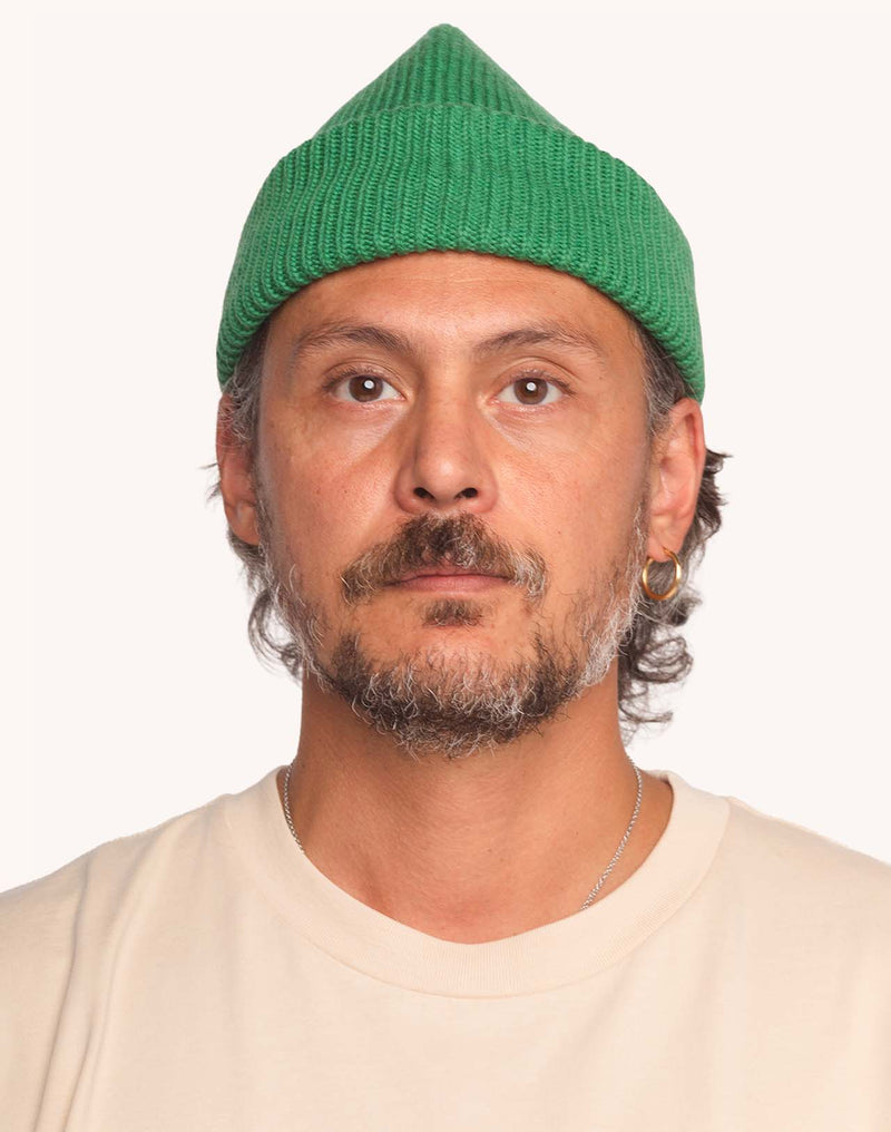 Bonnet Falco Vert en laine mérinos extra-fine, Coton bio – OLOW