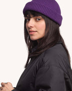 Bonnet Falco Violet en laine mérinos extra-fine, Coton bio – OLOW