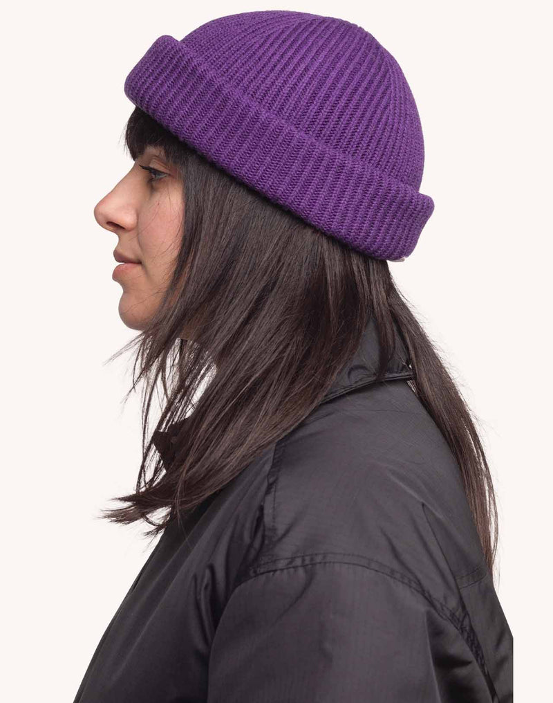 Bonnet Falco Violet en laine mérinos extra-fine, Coton bio – OLOW