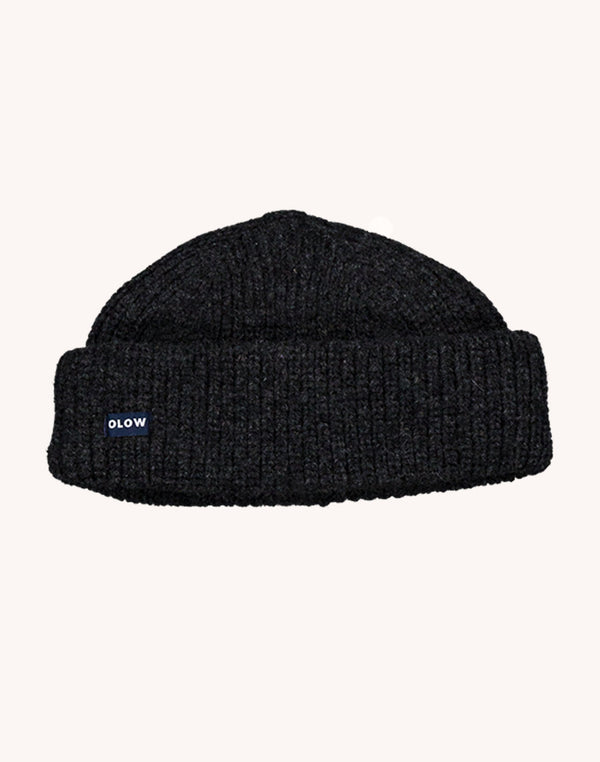 Bonnet Laban Noir Chiné en laine mérinos extra-fine – OLOW