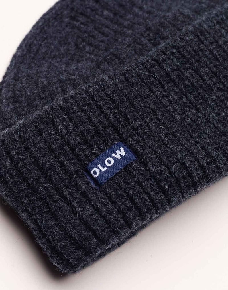 Bonnet Laban Noir Chiné en laine mérinos extra-fine – OLOW