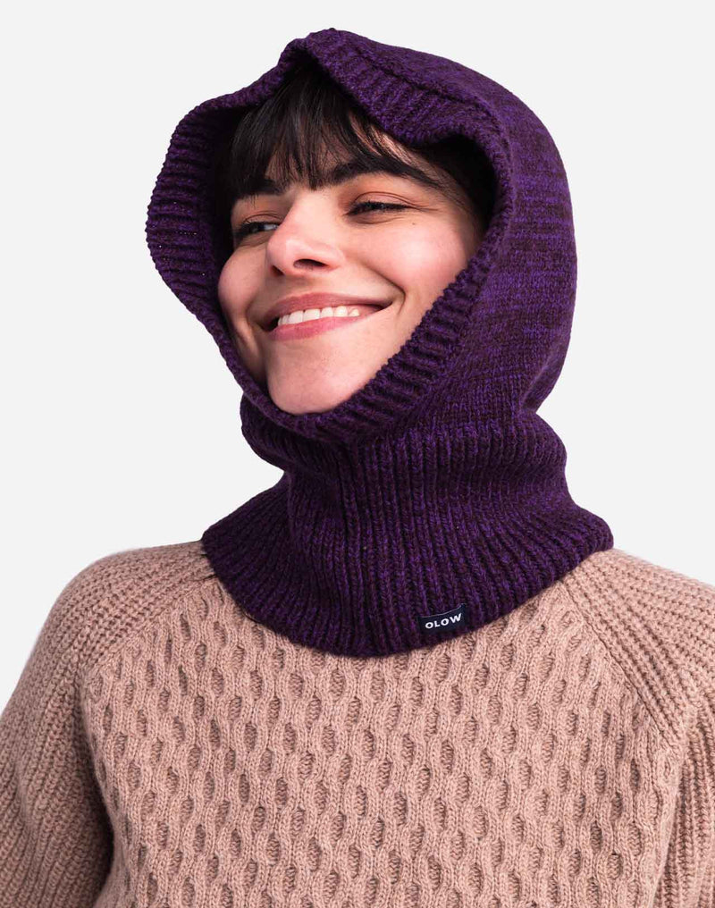 Cagoule Hood prune chiné