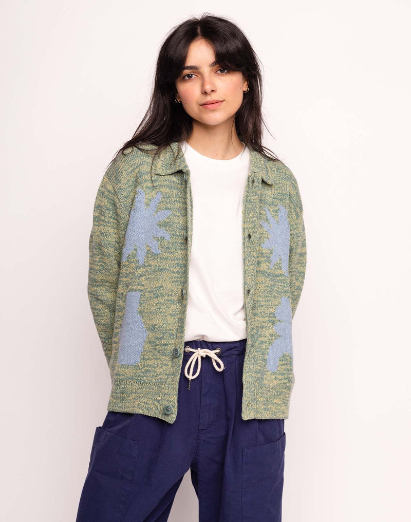 Gilet Kalama Vert Émeraude Chiné en laine recyclée, Polyamide recyclé, Autres fibres recyclées – OLOW