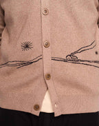 Cardigan Paysac Taupe en laine mérinos extra-fine, Coton bio – OLOW