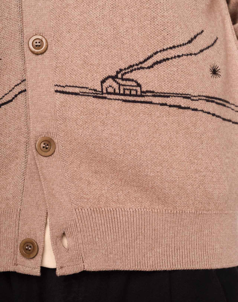 Cardigan Paysac Taupe en laine mérinos extra-fine, Coton bio – OLOW