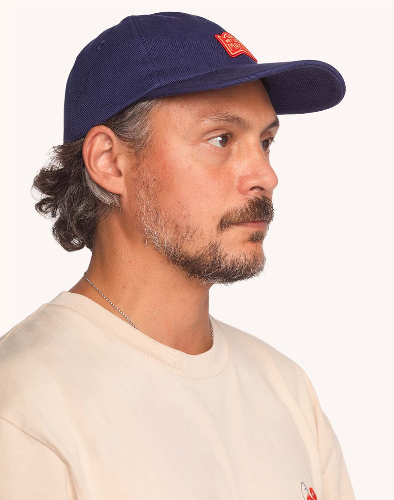Casquette Six Panel Artisanal Maker Bleu Outremer en sergé coton bio – OLOW