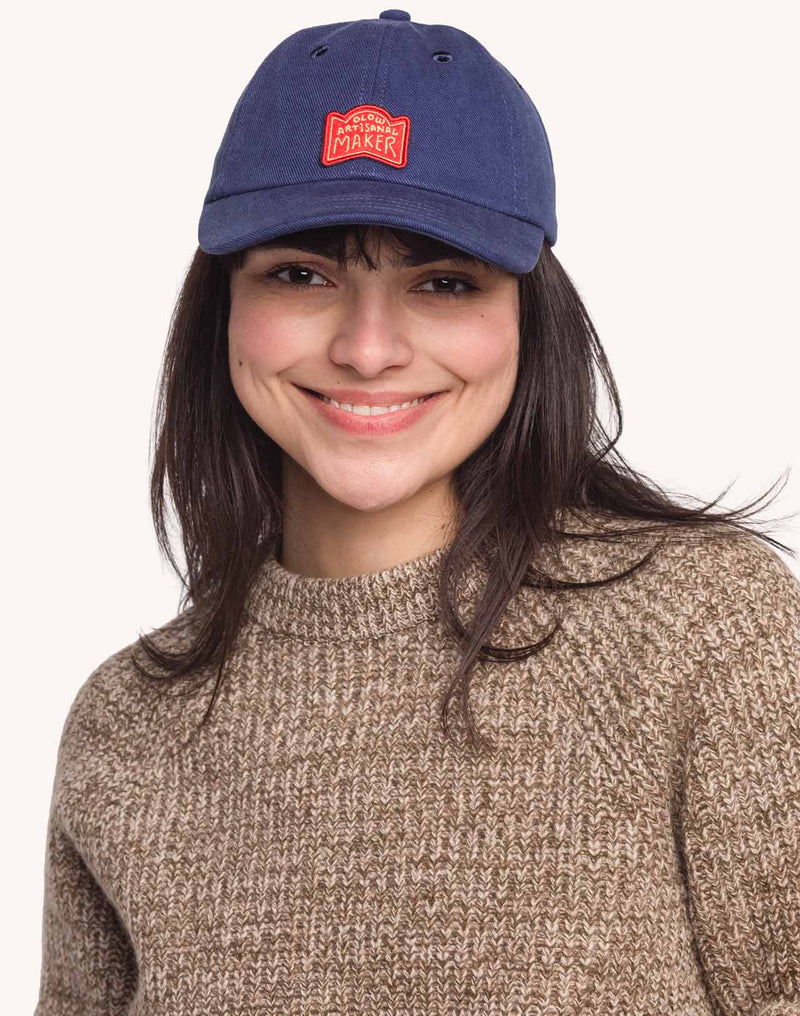 Casquette Six Panel Artisanal Maker Bleu Outremer en sergé coton bio – OLOW
