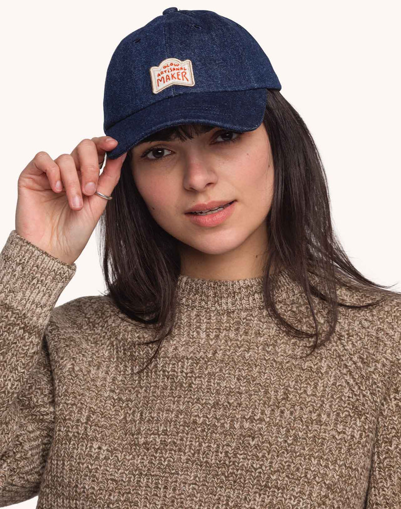 Casquette Six Panel Artisanal Maker Denim Bleu en coton, Coton recyclé – OLOW