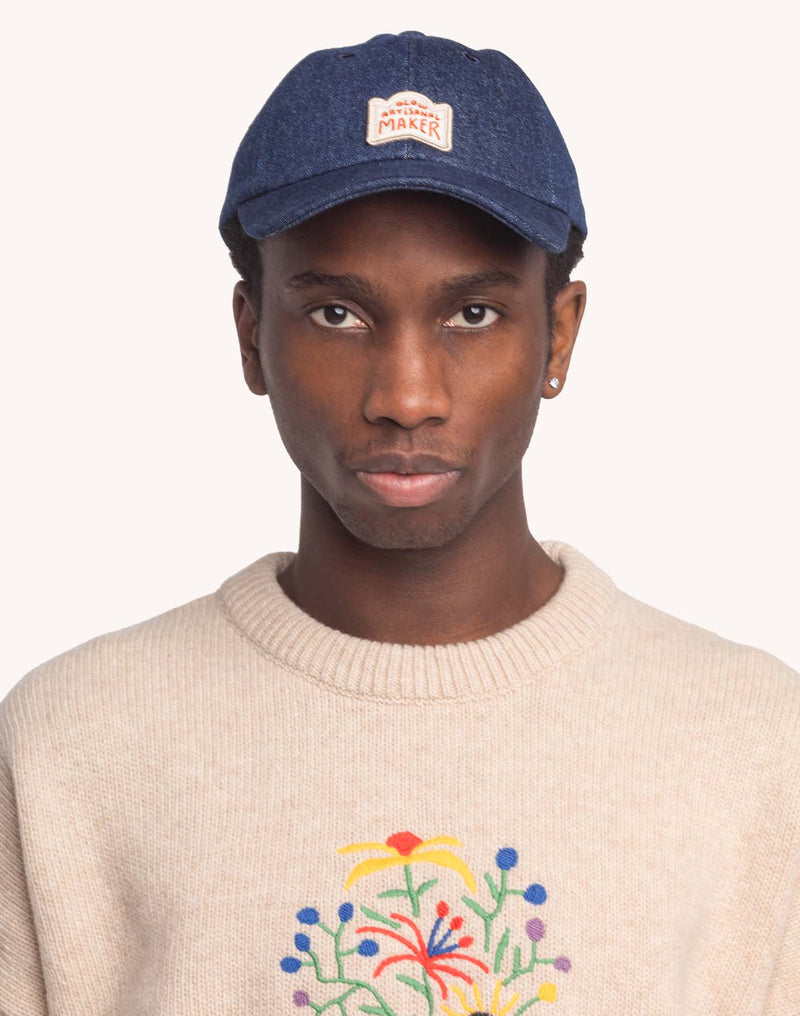 Casquette Six Panel Artisanal Maker Denim Bleu en coton, Coton recyclé – OLOW