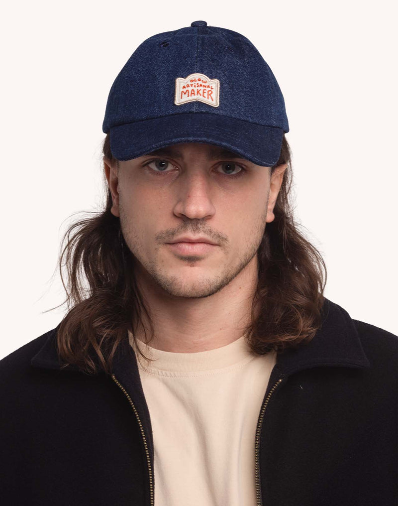 Casquette Six Panel Artisanal Maker Denim Bleu en coton, Coton recyclé – OLOW