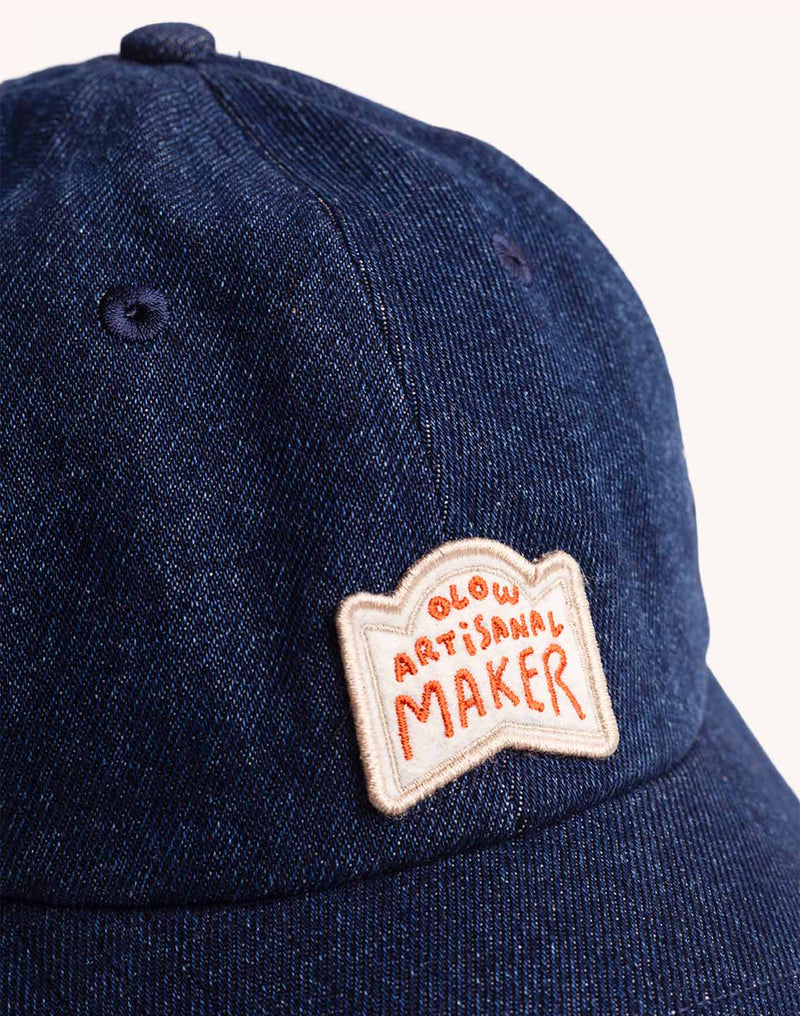 Casquette Six Panel Artisanal Maker Denim Bleu en coton, Coton recyclé – OLOW