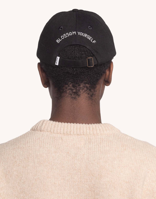 Casquette Six Panel Blossom Yourself Denim Noir en coton bio – OLOW