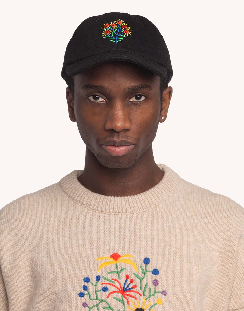 Casquette Six Panel Blossom Yourself Denim Noir en coton bio – OLOW