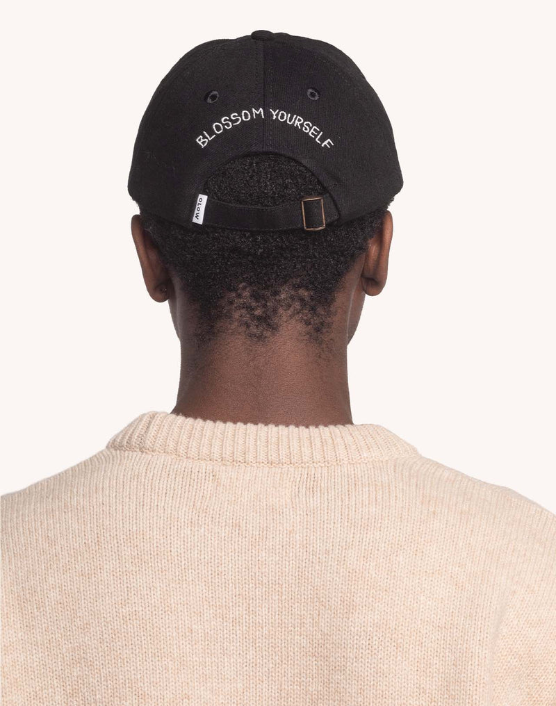 Casquette Six Panel Blossom Yourself Denim Noir en coton bio – OLOW
