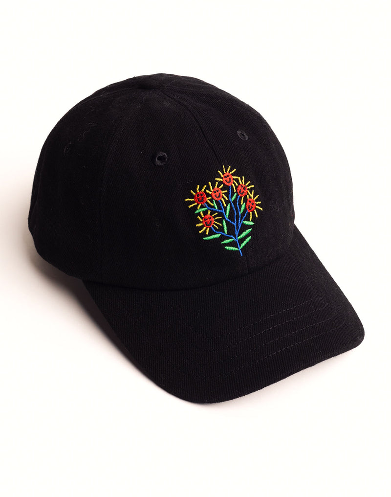 Casquette Six Panel Blossom Yourself Denim Noir en coton bio – OLOW