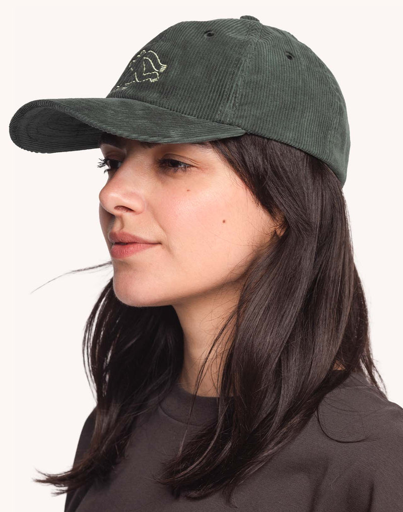 Casquette Six Panel Cruising Vert Mélèze en velours de coton – OLOW