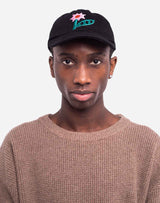 Casquette six panel Flower denim noir