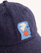 Casquette Six Panel Free Mind Denim Bleu en coton recyclé, Polyester recyclé, Autres fibres recyclées – OLOW