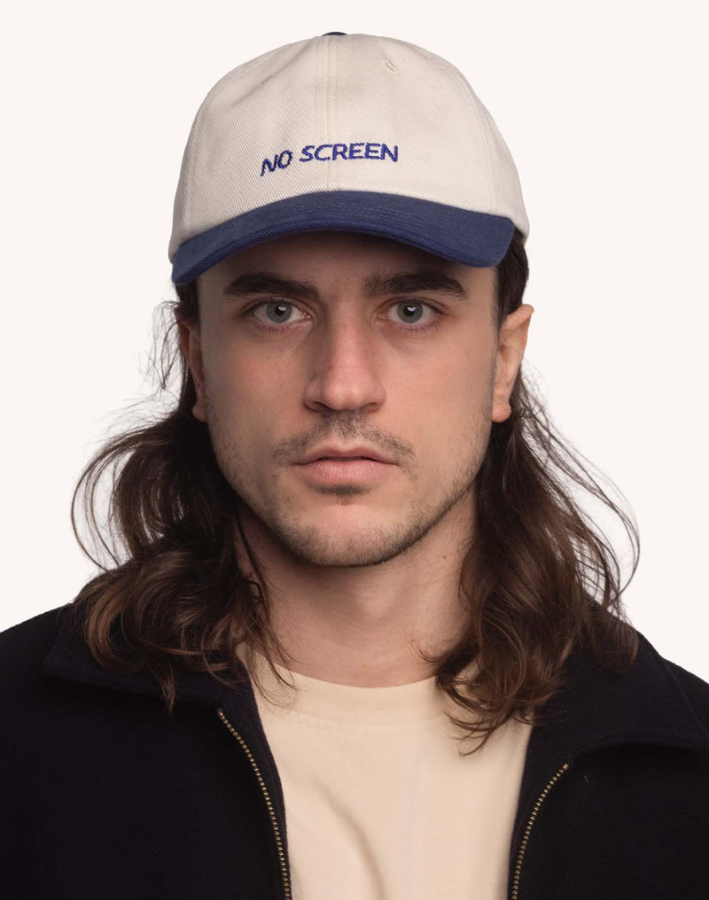 Casquette Six Panel Just Sky Écru & Bleu Outremer en sergé coton bio – OLOW