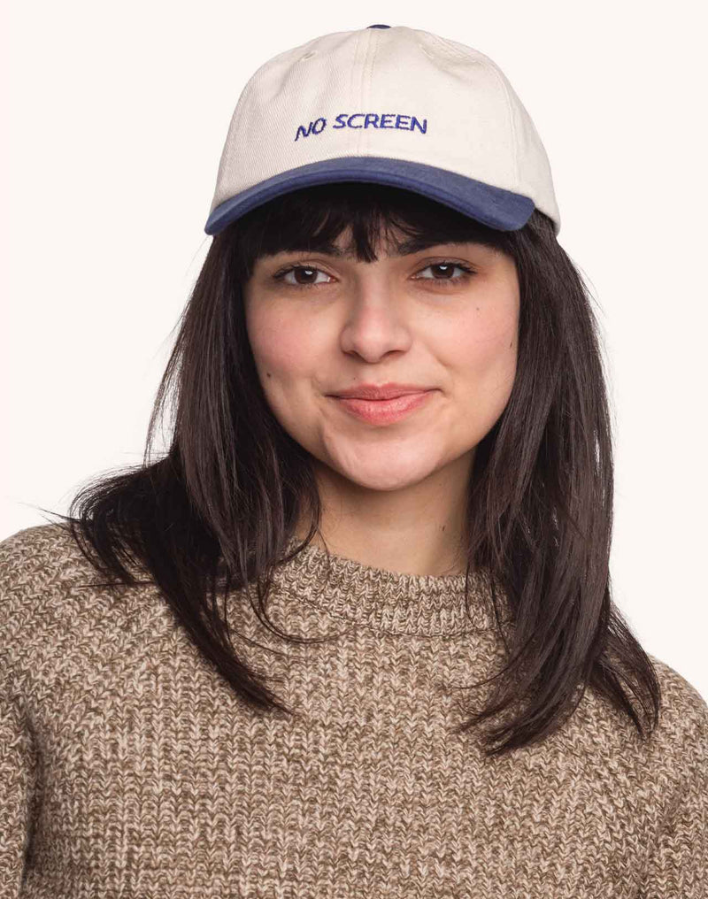 Casquette Six Panel Just Sky Écru & Bleu Outremer en sergé coton bio – OLOW
