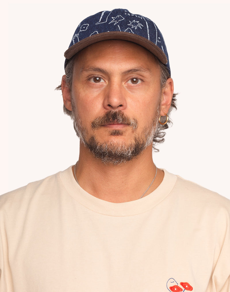 Casquette Six Panel Life Dance Denim Bleu & Marron en coton, Coton recyclé – OLOW