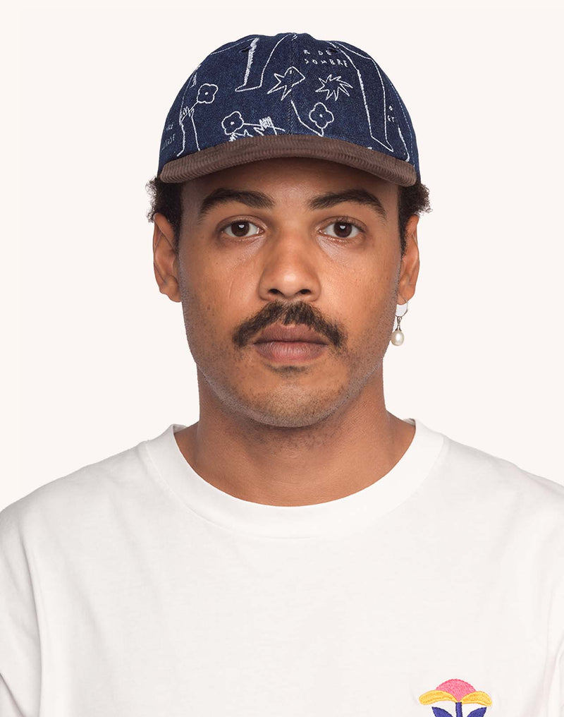 Casquette Six Panel Life Dance Denim Bleu & Marron en coton, Coton recyclé – OLOW