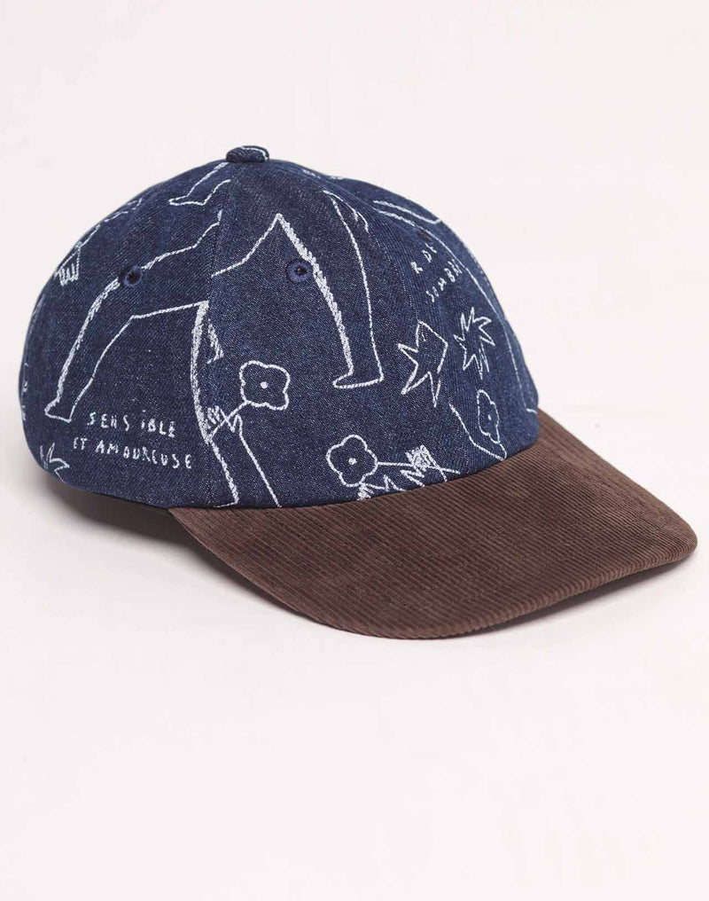 Casquette Six Panel Life Dance Denim Bleu & Marron en coton, Coton recyclé – OLOW