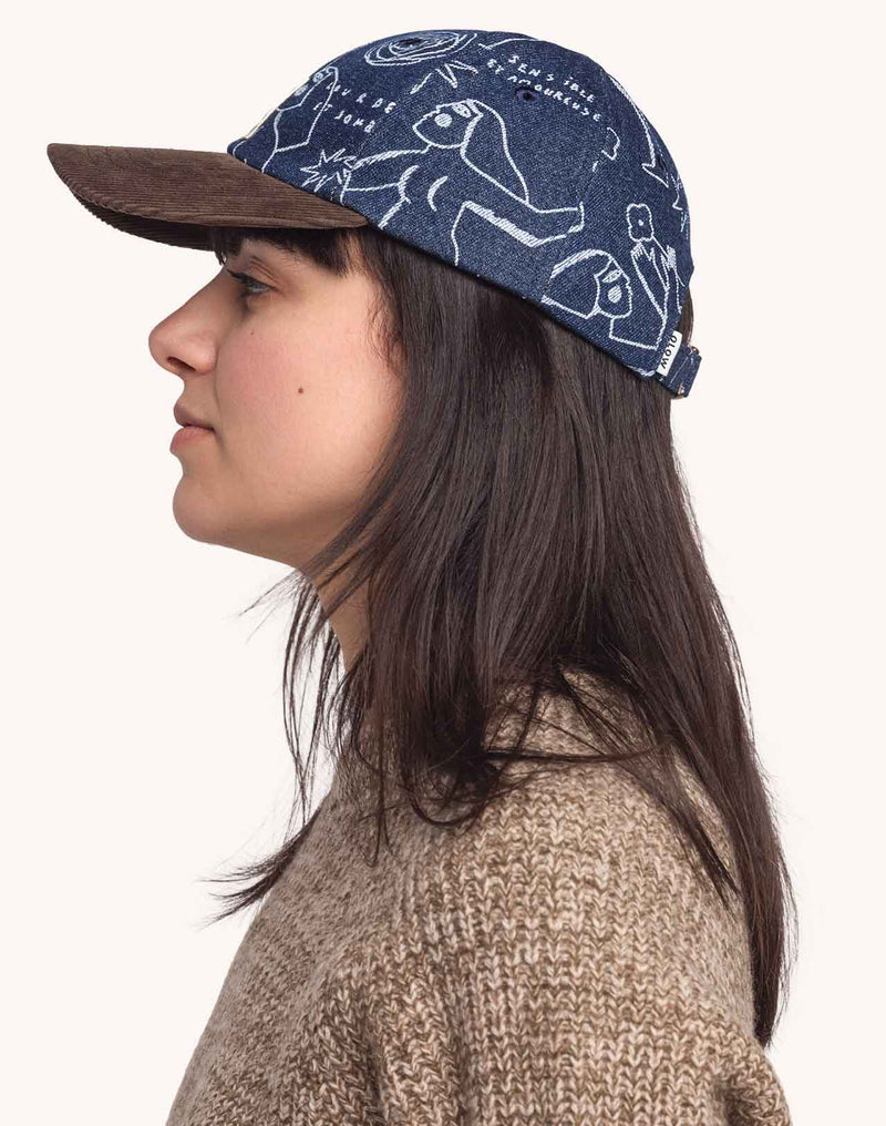 Casquette Six Panel Life Dance Denim Bleu & Marron en coton, Coton recyclé – OLOW